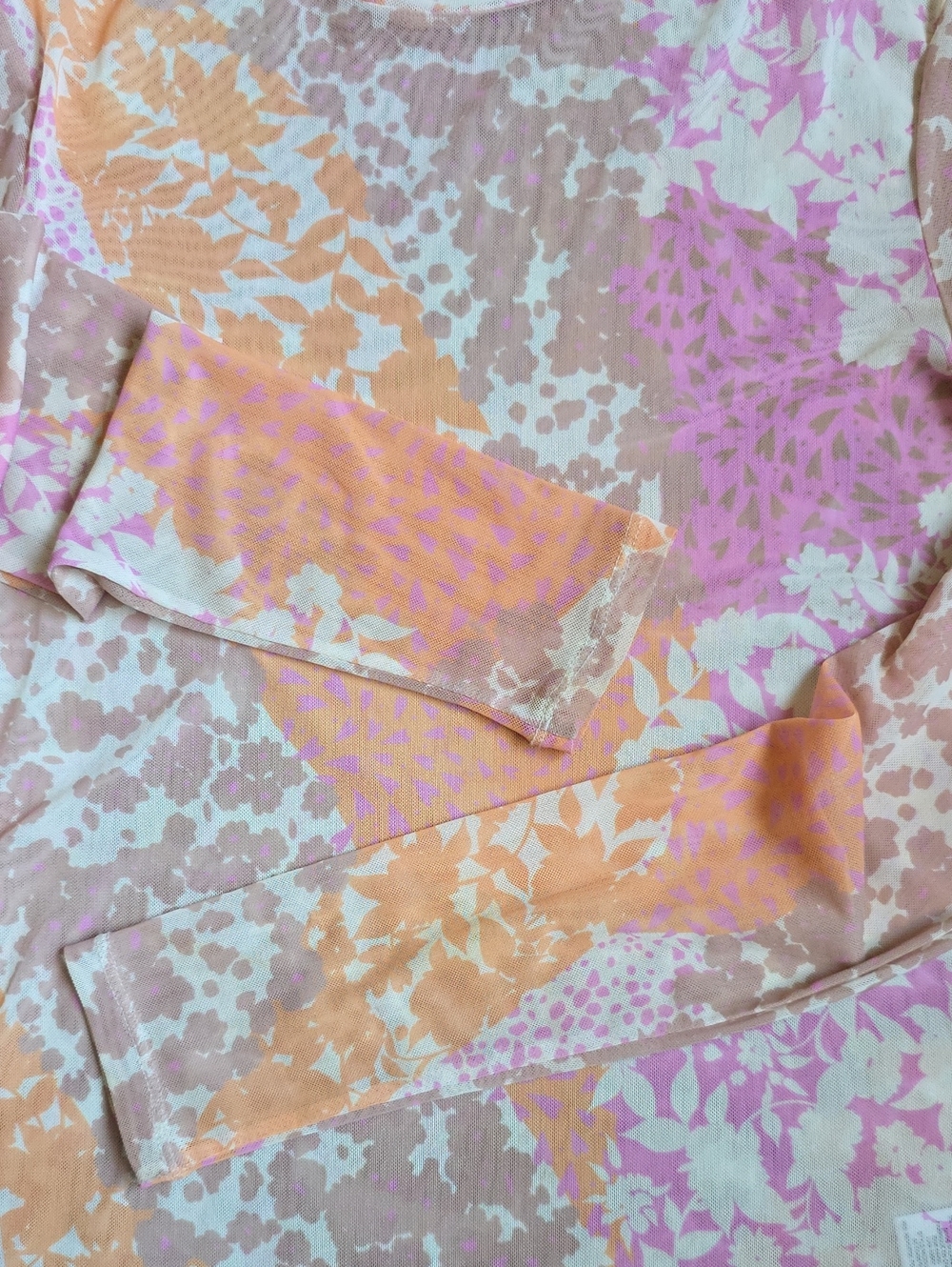 AFRM Sheer Mesh Long Sleeve Top in Pink and Peach - Picture 9 of 16